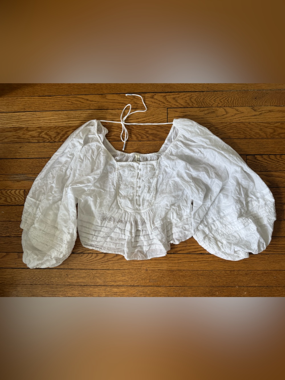 Anthropologie White Puff-Sleeve Peasant Top - Size Small